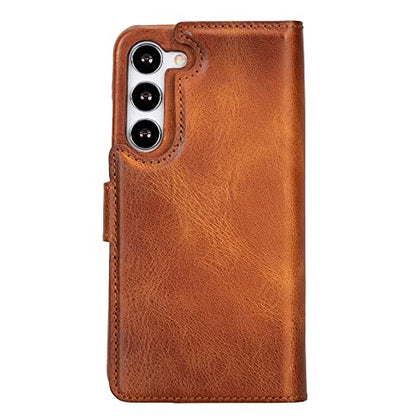 Venito Florence Leather Wallet Phone Case Compatible with Samsung Galaxy S23 Plus (6.6 inches) Case - Extra Secure with RFID Blocking - Detachable Phone Wallet (Antique Brown) - color: Antique Brown, size: S23 Plus