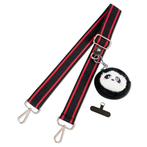 chushui Clip and Go Strap for Phone with Wallet Crossbody, Adjustable Anti-Theft Cell Phone Lanyard,Purse Strap with Zippered Pouch, for Women - color: Black + Bear + Phone Shim (Adjustable)