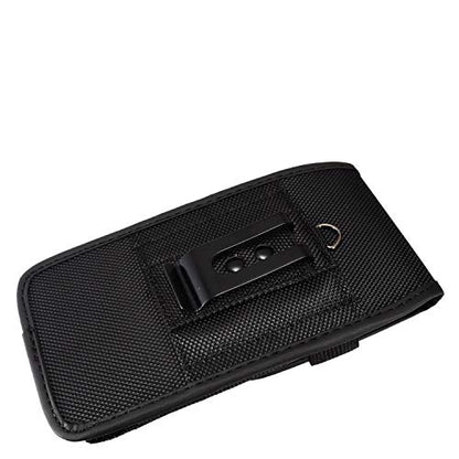 Nylon Cellphone Holster for iPhone SE (2020/2022), 11 Pro, XS/X, 8/7/6S/6, Alcatel Insight, LG Aristo 2, Galaxy S10e - Vertical Case Canvas Waist Carrying Pouch with Belt Clip/Loops, Black - size: Small