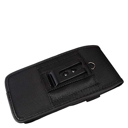 Nylon Cellphone Holster for iPhone SE /11/12/13/13/15/16/17 pro,Samsung Galaxy S23 S24 S25 S26 A36 A37 TCL 30z - Vertical Case Canvas Waist Carrying Pouch with Belt Clip/Loops, Black - size: Medium