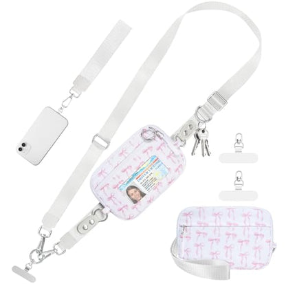 Tiostep Clip and Go Strap for Phone with Wallet Crossbody Phone Lanyard Adjustable and Detachable RFID Wristlet Wallet (Bow, Medium) - color: Bow, size: Medium