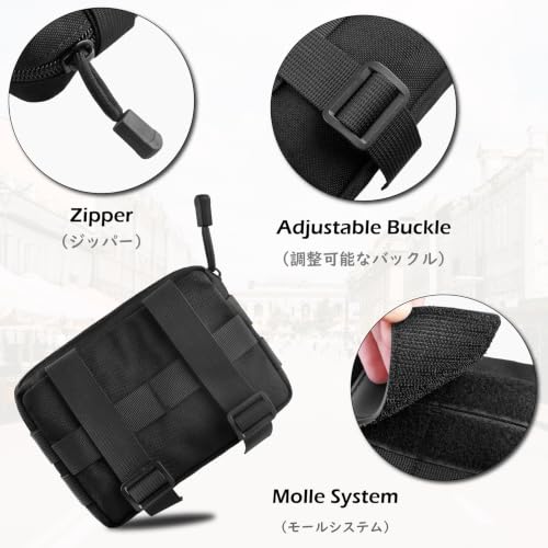 TRIWONDER Tactical Cigarette Pouch Molle Small Military Bag Battery Cigarette Case EDC Utility Card Holder Lighter Slot Mini Cigar Waist Pack - color: 10 Black
