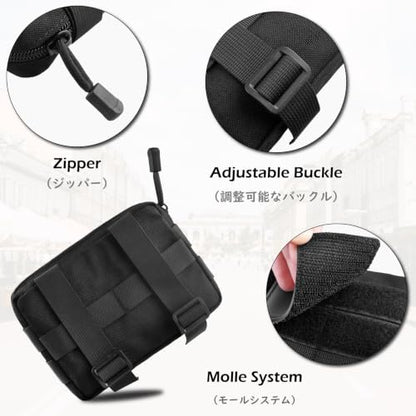 TRIWONDER Tactical Cigarette Pouch Molle Small Military Bag Battery Cigarette Case EDC Utility Card Holder Lighter Slot Mini Cigar Waist Pack - color: 10 Black