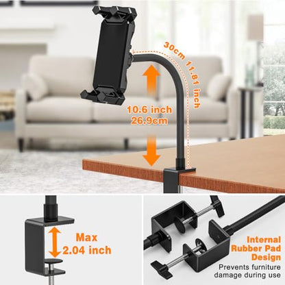 Tablet Stand Holder, Gooseneck iPad Desk Mount with C-Clamp