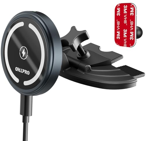 OHLPRO CD Slot Magsafe Car Mount Charger for iPhone 17 Wireless Car Charger - color: Gray