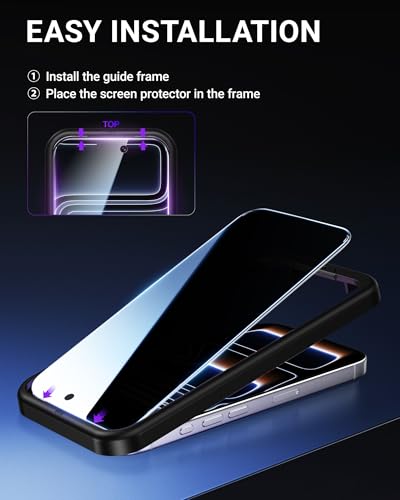 NIMASO for iPhone 17 Pro Screen Protector Privacy 2 Pack, Anti-Spy Tempered Glass Film with Easy Installation Tool, 9H Hardness Military Grade Shatterproof, Anti-Scratch, 6.3-Inch - size: iPhone 17 Pro 6.3 inch
