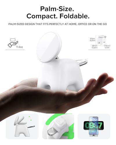 Magnetic Wireless Charging Station, Charger Stand for iPhone Apple Watch - color: White