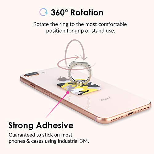Velvet Caviar Cell Phone Ring Holder - Finger Ring & Stand - Improves Phone Grip Compatible with iPhone, Galaxy and Most Cases (Except Silicone/Leather) - Black Yellow Camo - color: Yellow Camo