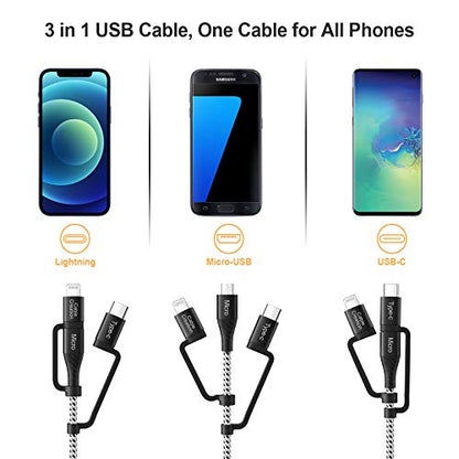 CableCreation Multi Charging Cable 4FT, 3 in 1 Lightning/USB-C/Micro USB Cable [MFi Certified], Braided USB Charge Data Sync Cord for iPhone, iPad, Samsung, Pixel, Android Cellphone&Tablet, More