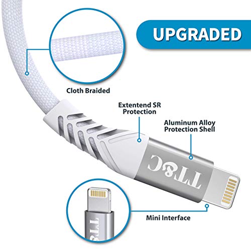 TT&C Short Phone Cable 6 inch Charger Sync and Charging Data Cord for iPhone 14/14 Pro/ 14 Pro Max/ 13/13 Pro / 12/11/ Xs/Xs Max/Xr/X/ 8 Plus/iPad (White)