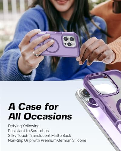 ArtsEvo Strong Magnetic for iPhone 16 Pro Max Case, Compatible with MagSafe, 360° Military-Grade Protection, Slim Translucent Matte Phone Case, Purple - color: Purple, size: iPhone 16 Pro Max