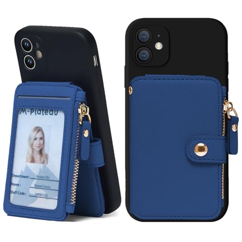 M-Plateau Phone Wallet Stick On with Attachable Sticker | Credit Card Holder for Women Phone case Stick on Attachable Credit Card Holder for Phone (Compatible with Most Smartphones) - color: Dark Blue