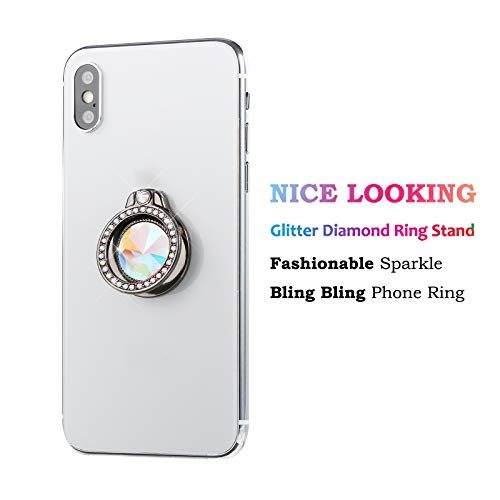 Glitter Bling Bling Phone Ring Holder,Sparkle Phone Ring Artificial Diamond Kickstand,Rhinestone Cell Phone Finger Ring Grip for Women for Almost All Phones,Pad(Black) - color: Black