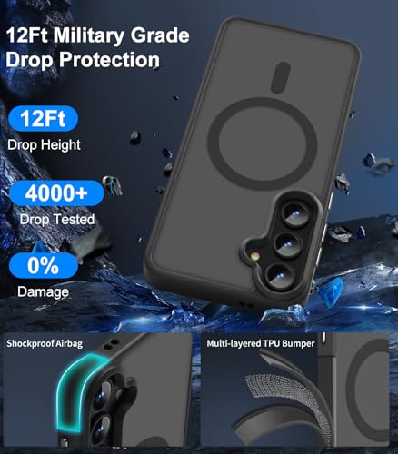 N52 Strong Magnetic Case for Samsung Galaxy S23 Case, Fit for MagSafe Thin Shockproof Drop Protection Translucent Non-Fingerprint/Scratch Slim Protective S23 Phone Case-Frosted Black - color: Frosted Black