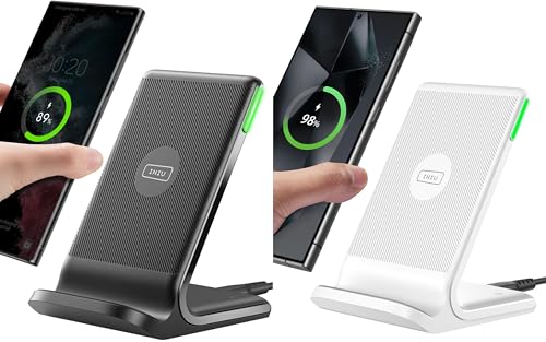 INIU Wireless Charger Station, Fast Wireless Charging Stand, Black+White Combo