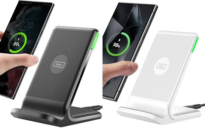 INIU Wireless Charger Station, Fast Wireless Charging Stand, Black+White Combo