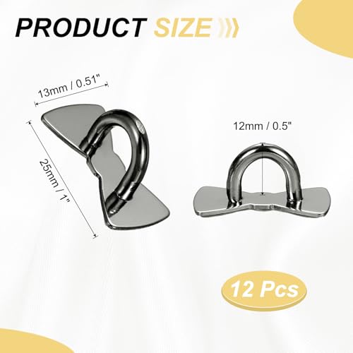PATIKIL Metal Phone Charm Hook 1", 12Pcs Adhesive Bow Shaped Phone Finger Grip Hook Smartphones Keychain Ring Charm Loop for DIY Tablet Case Accessories, Black - color: Black