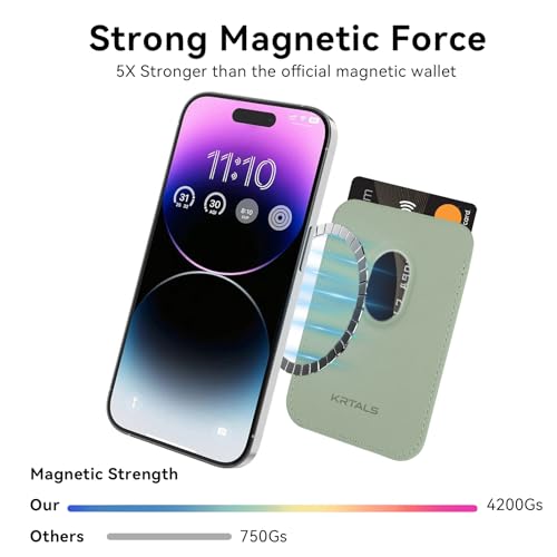 Magnetic Wallet Cell Phone Card Holder for Phone Case with Mag-Safe | Stronger Magnetic RFID Leather Phone Wallet Stick on Series of iPhone 17/16/15/14/13/12 and Pro/Promax, Matcha Green - color: Matcha Green, size: 1 Pack