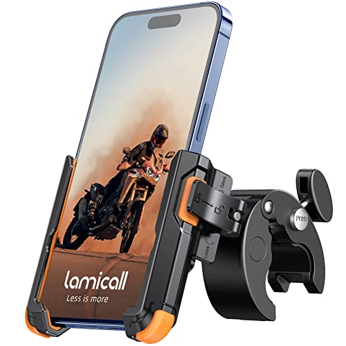 Lamicall Motorcycle Bike Phone Mount, 1s Lock Bike Phone Holder - color: Orange