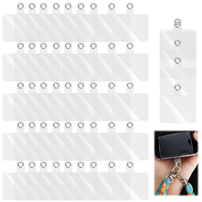 50 Pcs Universal Phone Lanyard Patches, Clear Tether Tabs