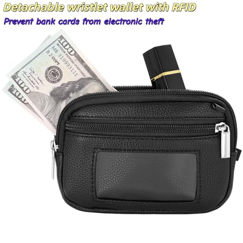 Clip and Go strap for phone with Leather Wallet crossbody phone - color: Black