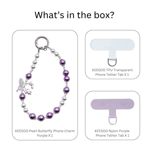 Korean-Style Pearl Butterfly Phone Charm - Luxe Hands-Free Elegance, Universally Compatible with iPhone & Android, Radiating Timeless Charm, Purple - color: 02 Purple Peal Butterfly