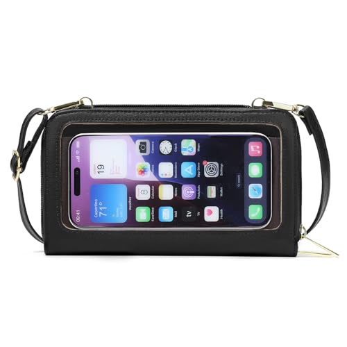 GOIACII Phone Purse Crossbody Bags for Women Small Travel Wallet Touch Screen RFID Blocking - color: C03 Black