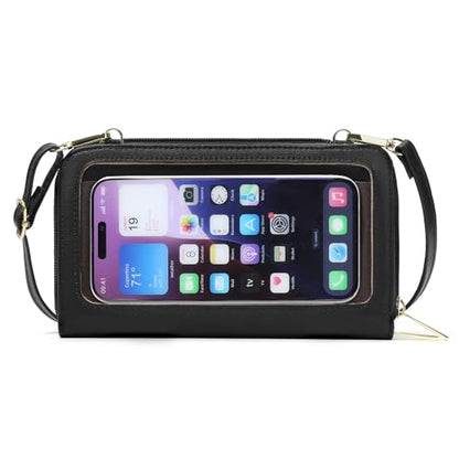GOIACII Phone Purse Crossbody Bags for Women Small Travel Wallet Touch Screen RFID Blocking - color: C03 Black