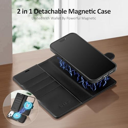 Shieldtop Compatible with MagSafe iPhone 17 Pro Wallet Case,Black | 2 in 1 Detachable Magnetic,Credit Card Holder Slots,RFID Blocking,PU Leather,Kickstand,Flip Folio Phone Cover for Men & Women - color: Black, size: iPhone 17 Pro - 6.3"