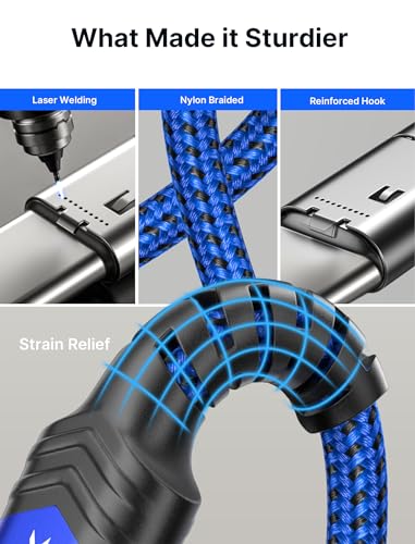 JSAUX 100W USB C to USB C Cable, 2-Pack 10FT, 5A Fast Charging, Blue - color: Blue, size: 10 ft+10 ft