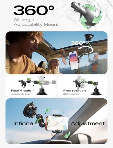 MAGIC JOHN Durable Metal Phone Holders for Your Car, Windshield Car Mount - style: Standard