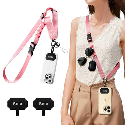 Azrra Phone Lanyard Crossbody, Phone Strap Crossbody with 2 Tether Tabs - color: Pink