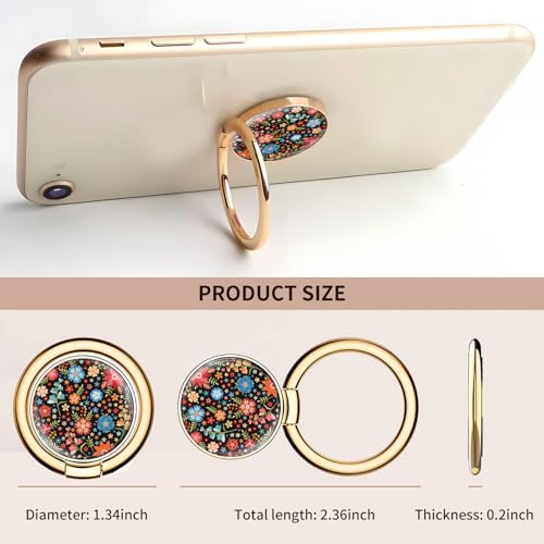 Cell Phone Ring Holder, Cute Metal Phone Grip Stand Finger Ring Kickstand, Flexible 360°Rotation Phone Tablet Case Accessories Compatible with Most Phones Colorful Beautiful Flowers