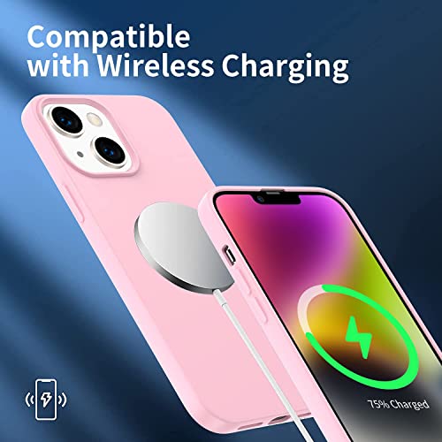 Compatible with iPhone 14 Case 6.1", Slim Silicone 3 Layers Full Covered Soft Gel Rubber Cover Protective Phone Case with Anti-Scratch Microfiber Lining (Pink) - color: Pink, size: iPhone 14