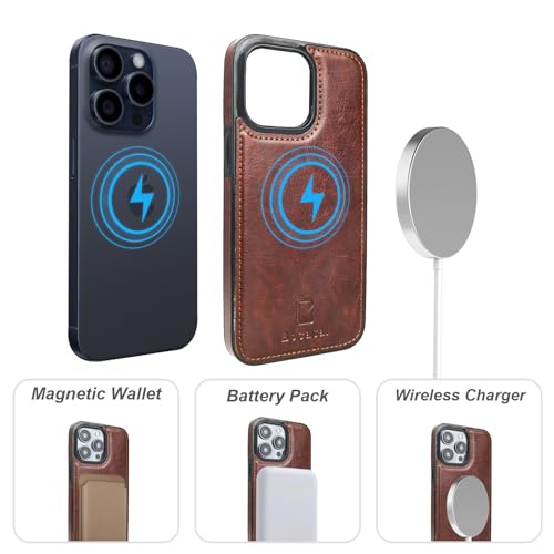 Bocasal for MagSafe Wallet Case Card Holder for iPhone 15 Pro, Brown - color: Brown for MagSafe