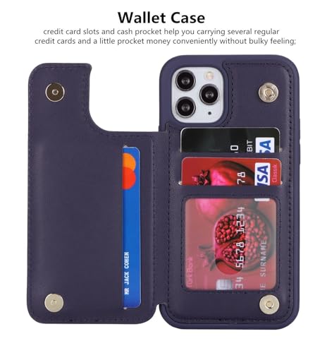 iCoverCase Compatible with iPhone 11 Pro Phone Case with Card Holder, Wallet Case for Women Men RFID Blocking PU Leather Protective Case 5.8 Inch (Dark Blue) - color: Dark Blue