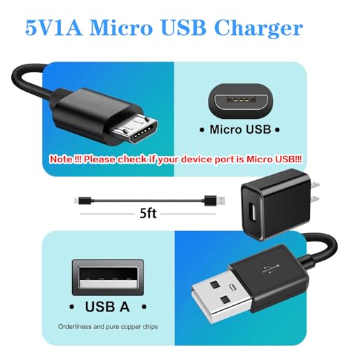 5v 1a power cord 5v-1a adapter micro usb cable 5v1a charger 5v/1a power supply micro usb charger with wall plug 5v 1000ma microusb 5 volt 1 amp 5 watt fo radio/electric toothbrush/PointReading pen/Toy - color: 5v1a black+micro usb cable