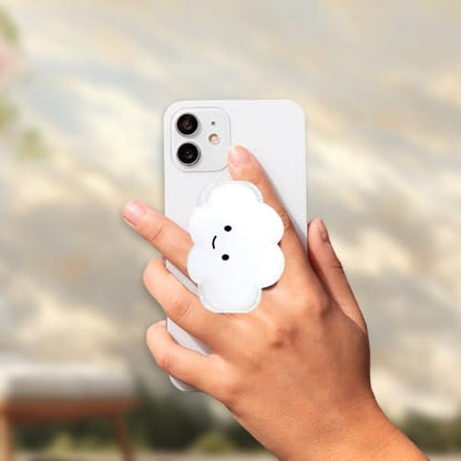 Phone Grip Cute 2D Cloud Shape Collapsible Expandable, Smartphone Tablet Cell Phone Grip Stand Holder (White) - color: White