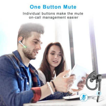 HEIBAS Bluetooth Headset, Wireless Earpiece with Mic for Work - color: Deep Gray