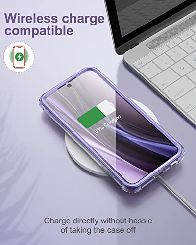 SURITCH for Samsung Galaxy S22+ Plus Clear Case 6.6" (Only), [Built-in Screen Protector] Full Body Protective Hard Shell+Soft TPU Phone Case for Samsung S22 Plus -(Lavender Blue Edge) - color: Lavender Blue Edge
