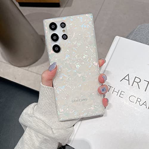 J.west Galaxy S22 Ultra Case 5G, Luxury Sparkle Glitter Translucent Clear Colorful Opal Pearly Thinfoil Design Shiny Print Soft Silicone Cover for Women Girls Slim TPU Protective Phone Case - color: Colorful
