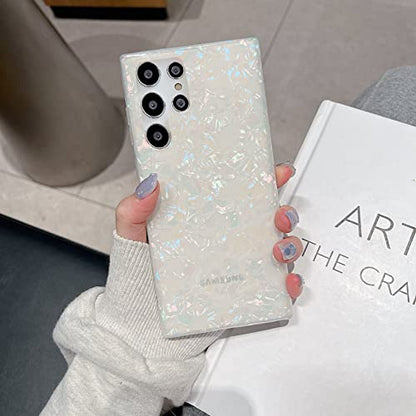 J.west Galaxy S22 Ultra Case 5G, Luxury Sparkle Glitter Translucent Clear Colorful Opal Pearly Thinfoil Design Shiny Print Soft Silicone Cover for Women Girls Slim TPU Protective Phone Case - color: Colorful