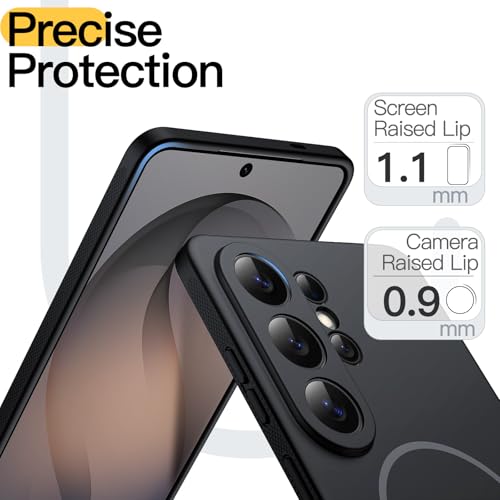 JETech Slim Magnetic Case for Samsung Galaxy S26 Ultra, Anti-Slip, Black | Compatible with MagSafe, Full Camera Lens Protection, Soft TPU Cover, Shockproof - color: Black, size: Galaxy S26 Ultra