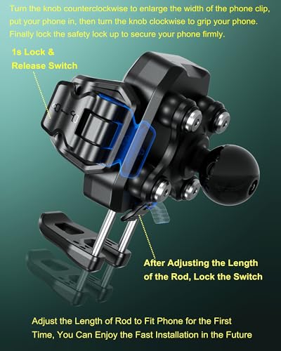 BRCOVAN Anti-Theft Phone Mount Holder with Vibration Dampener, 1s Locking
