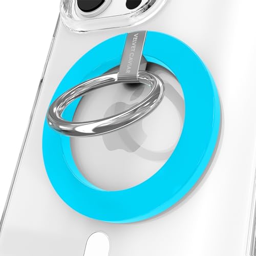 VELVET CAVIAR Compatible with MagSafe Phone Grip - Magnetic Ring Holder with Adjustable Stand - Removable MagSafe Accessories for iPhone 16, 15, 14, 13, 12 (Neon Blue) - color: Neon Blue