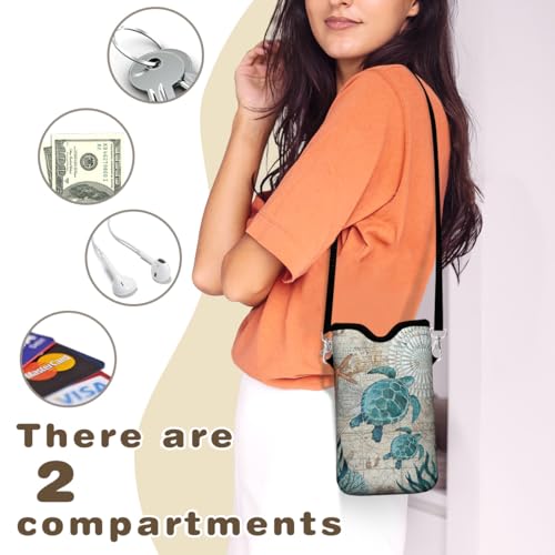 IRADA Neoprene Cell Phone Sleeve Pouch Case Bag with Crossbody Strap Neck Lanyard for Women Men 7.6 X 4.3 Inches-Sea Turtle Shockproof Universal Phone Bag - color: Sea Turtle-Phone Sleeve
