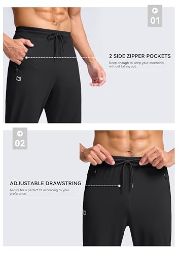 G Gradual Men's 30"/32"/34"/36" Inseam Tall Sweatpants with Zipper Pockets - color: Black, size: Small