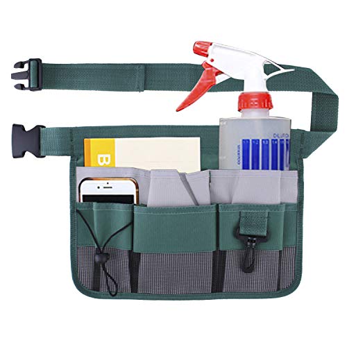 Gardening Tool Waist Bag Belt Heavy Duty Oxford Tool Apron with 7 Pockets of Different Sizes and Depth (Green) - color: Green