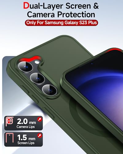 LeYi for S23+/S23 Plus Phone Case: MagSafe Fit & Matte Translucent Slim | Samsung S23 Plus Case Full Body Shockproof Sleek Soft-Touch Funda para S23+ S23Plus Unlocked para Girl Boy Android, Green - color: Green, size: Galaxy S23 Plus (6.6 Inch)