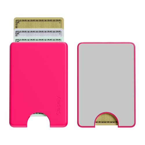 Casely MagWallet | Think Pink | Neon Pink | Slim Wallet Card Holder | Compatible with MagSafe | Soft-Touch Hard Silicone | Holds Up to 3 Cards - color: Think Pink | Neon Pink